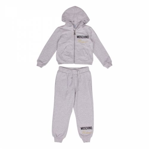 Girls Grey Melange Couture Logo Hood Tracksuit 36127 by Moschino from Hurleys
