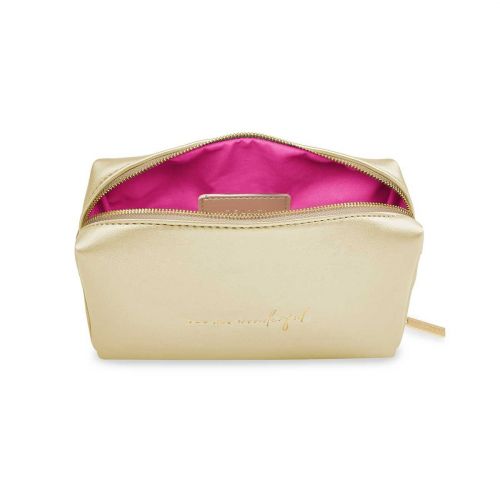 Womens Metallic Gold You Are Wonderful Make Up Bag 80336 by Katie Loxton from Hurleys