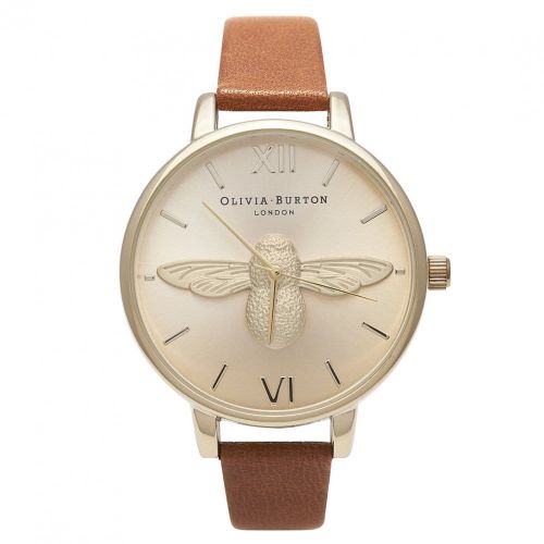Womens Tan & Gold Animal Motif Moulded Bee Watch 27325 by Olivia Burton from Hurleys