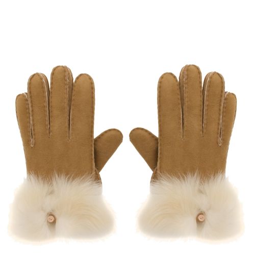 Womens Chestnut Long Pile Bow Gloves 32409 by UGG from Hurleys