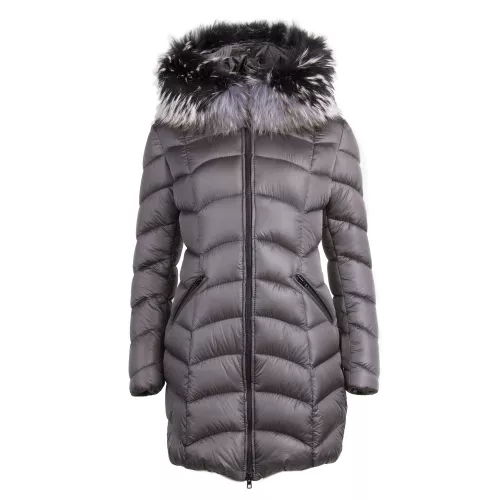 Womens Silver/Teal B219 Long Padded Coat 30943 by Froccella from Hurleys
