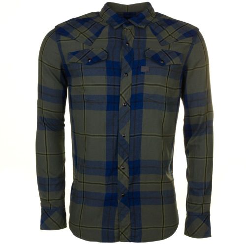 Mens Indigo & Dark Bronze Tacoma Check L/s Shirt 64106 by G Star from Hurleys