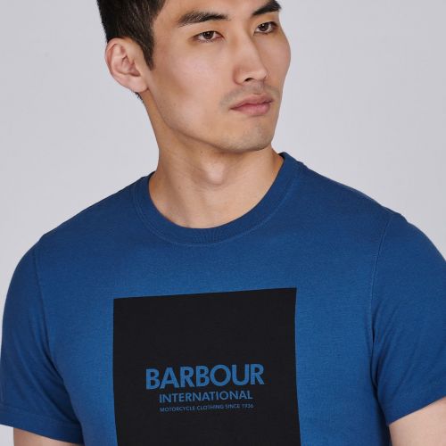 Mens Mid Blue Block S/s T Shirt 83051 by Barbour International from Hurleys