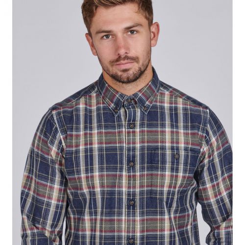 Mens Dark Petrol Beck Check L/s Shirt 83072 by Barbour Steve McQueen Collection from Hurleys