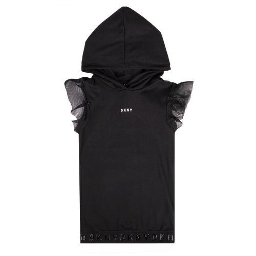 Girls Black Net Trim Hoodie Dress 101603 by DKNY from Hurleys