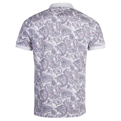Mens Light Grey Paisley Print S/s Polo Shirt 26189 by Pretty Green from Hurleys