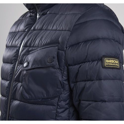 Mens Navy Ouston Hooded Quilted Jacket 64664 by Barbour International from Hurleys