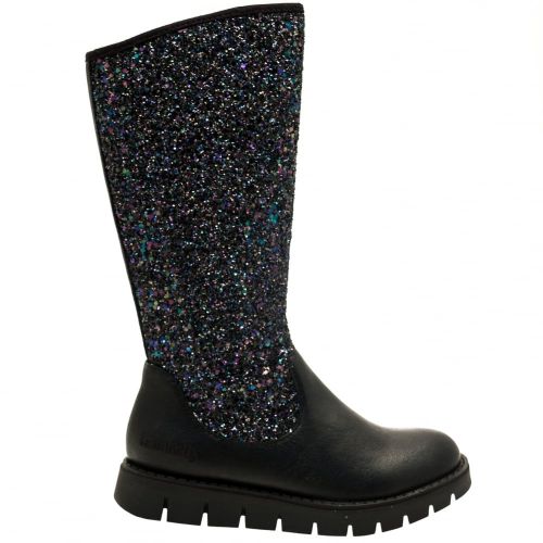 Girls Black Glitter Glamour Alto Boots (28-37) 66518 by Lelli Kelly from Hurleys