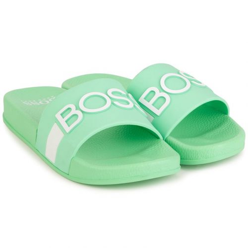Boys Green Branded Logo Slides (30-41) 103918 by BOSS from Hurleys