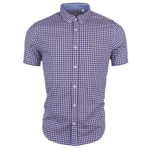 Mens Anchor & White Check Slim Fit S/s Shirt 71230 by Lacoste from Hurleys