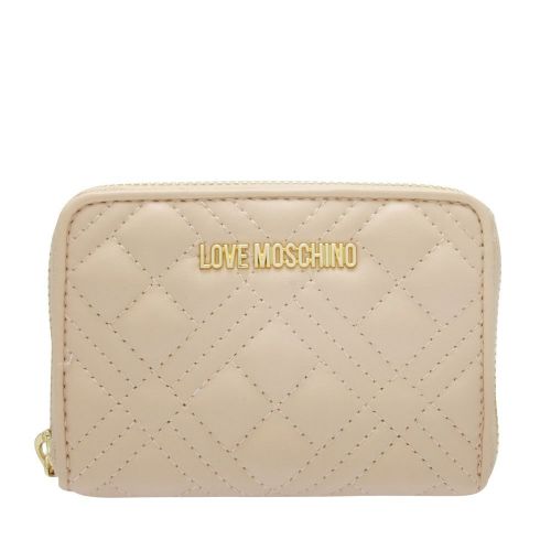 Womens Natural Diamond Quilted Small Zip Around Purse 89007 by Love Moschino from Hurleys