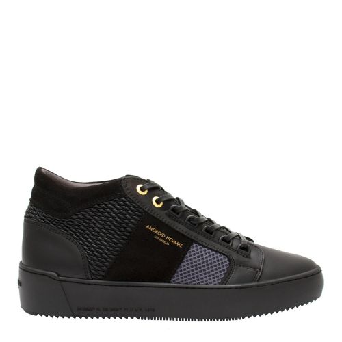 Mens Black Grey Gloss Woven Propulsion Mid Geo Trainers 74748 by Android Homme from Hurleys
