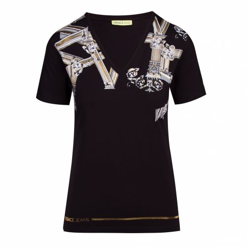 Womens Black Bold Print V Neck S/s T Shirt 41680 by Versace Jeans from Hurleys
