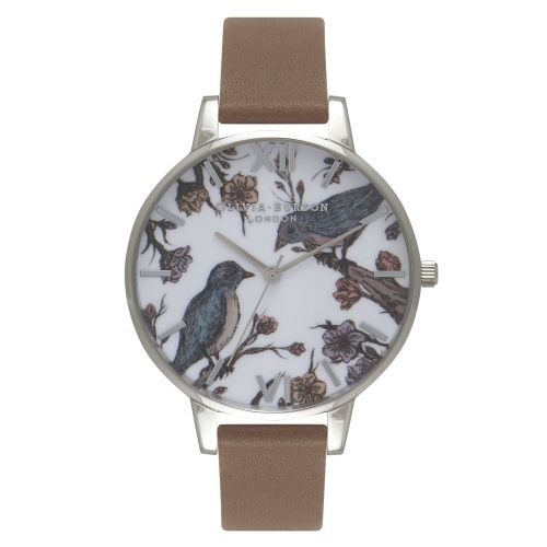 Womens Taupe & Silver Woodland Watch 66734 by Olivia Burton from Hurleys