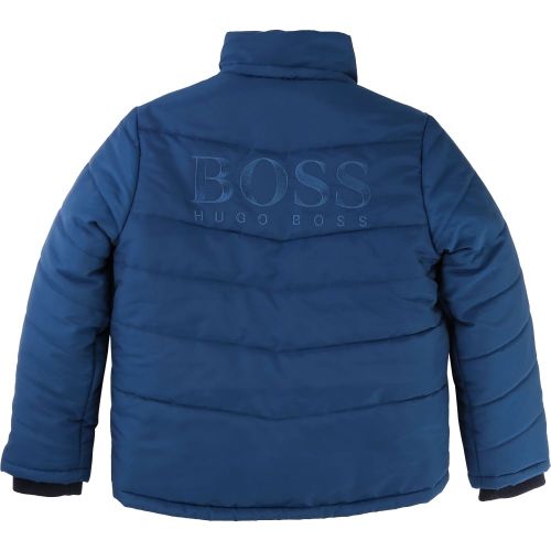 Boys Slate Blue Branded Hooded Padded Jacket 13311 by BOSS from Hurleys