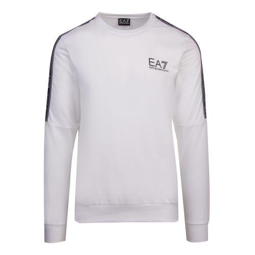 Mens White Taped Logo Detail Crew Sweat Top 57463 by EA7 from Hurleys