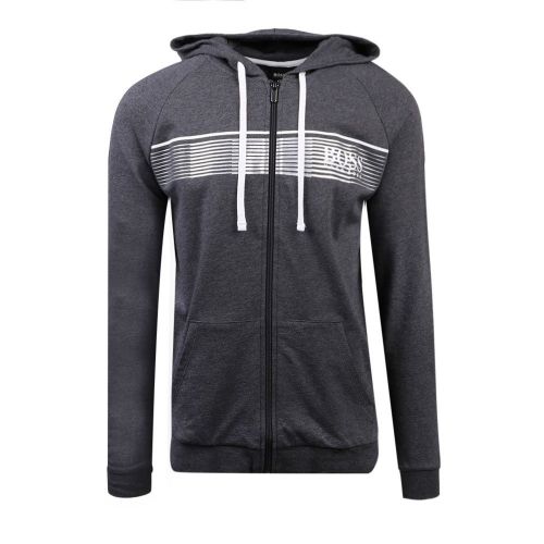 Mens Medium Grey Authentic Hooded Zip Through Sweat Top 99244 by BOSS from Hurleys
