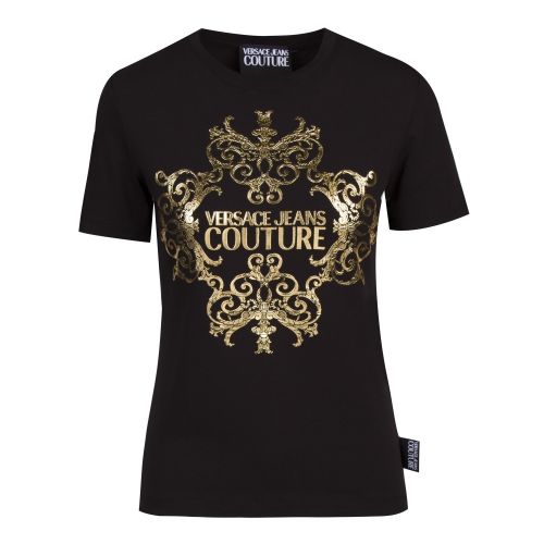Womens Black Metallic Baroque Fitted S/s T Shirt 43744 by Versace Jeans Couture from Hurleys