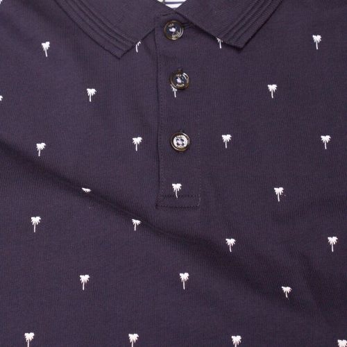 Mens Navy Tuka Palm Tree Print S/s Polo Shirt 36016 by Ted Baker from Hurleys