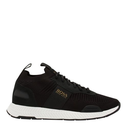 Mens Black/Gold Titanium_Runn Knit Trainers 83466 by BOSS from Hurleys