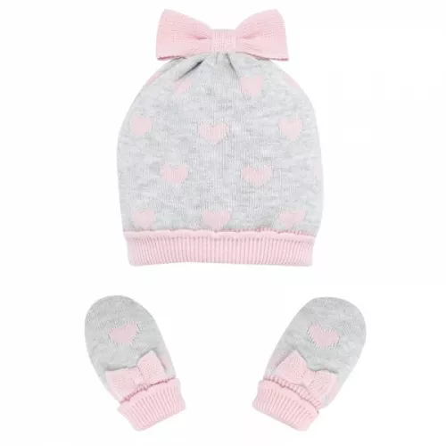 Baby Pearl Heart Knitted Hat & Mittens 48353 by Mayoral from Hurleys