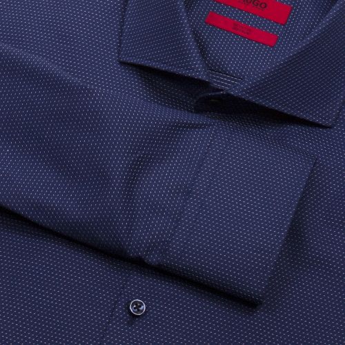 Mens Navy Kason Pin Dot Slim Fit L/s Shirt 28638 by HUGO from Hurleys