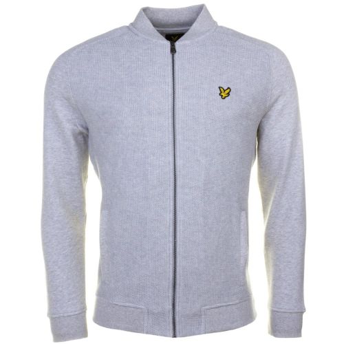 Mens Light Grey Marl Double Faced Bomber Sweat Top 64916 by Lyle & Scott from Hurleys