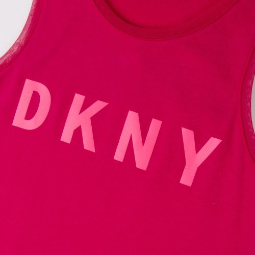Girls Raspberry Branded Logo Vest Top 36525 by DKNY from Hurleys