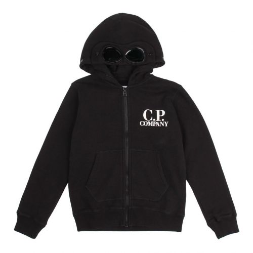 Boys Black Goggle Hooded Zip Through Sweat Top 91619 by C.P. Company Undersixteen from Hurleys