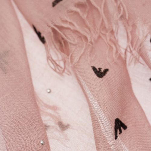Womens Pale Pink Eagle Logo Scarf 19967 by Emporio Armani from Hurleys