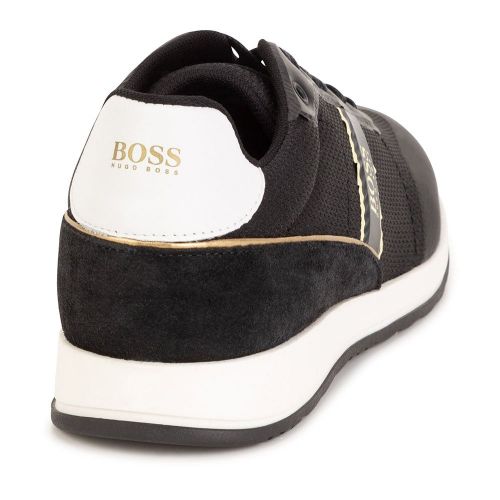 Boys Black Gold Trim Trainers (27-40) 91356 by BOSS from Hurleys