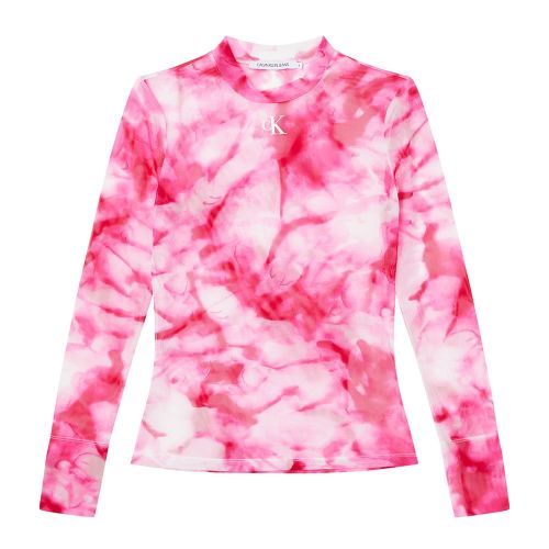 Womens Cerise Marble Mesh L/s Top 87073 by Calvin Klein from Hurleys