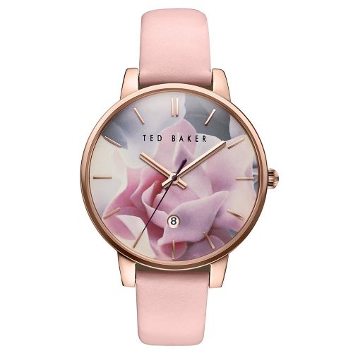 Womens Pink Porcelain Rose Dial Leather Strap Watch 68734 by Ted Baker from Hurleys