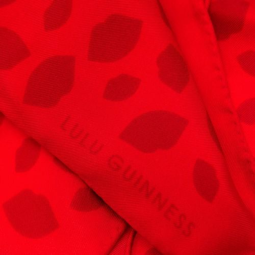 Womens Red & Venetian Red Scattered Lips Silk Twill Scarf 11829 by Lulu Guinness from Hurleys