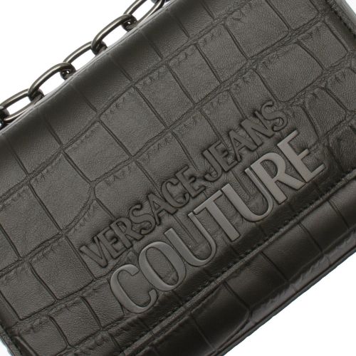 Womens Black Branded Croc Leather Shoulder Bag 51111 by Versace Jeans Couture from Hurleys