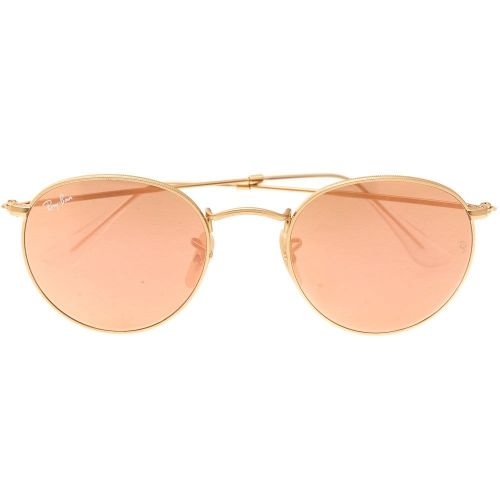Gold Mirror RB3447 Round Metal Sunglasses 14439 by Ray-Ban from Hurleys