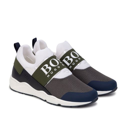 Boys Khaki Mix Branded Elastic Trainers (27-41) 91351 by BOSS from Hurleys