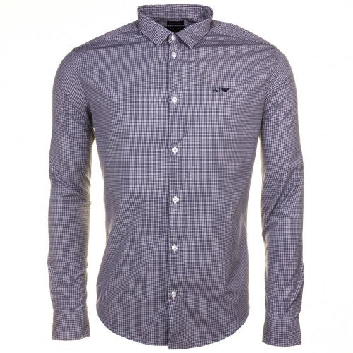 Mens Blue Gingham L/s Shirt 61285 by Armani Jeans from Hurleys