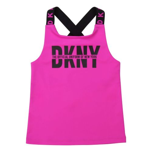 Girls Hot Pink Branded Vest Top 75355 by DKNY from Hurleys