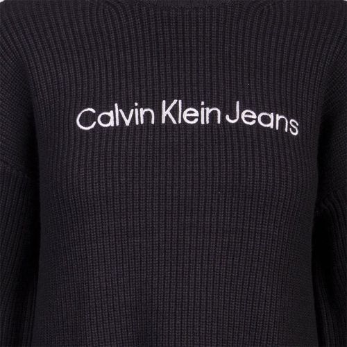 Womens Black Gunmetal Logo Back Split Knitted Jumper 101189 by Calvin Klein from Hurleys