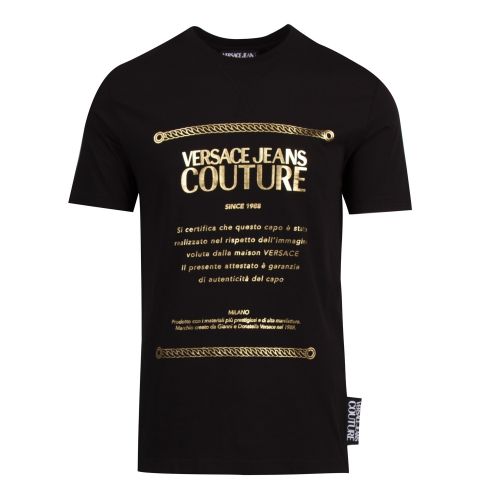 Mens Black Foil Couture Logo Slim Fit S/s T Shirt 51254 by Versace Jeans Couture from Hurleys