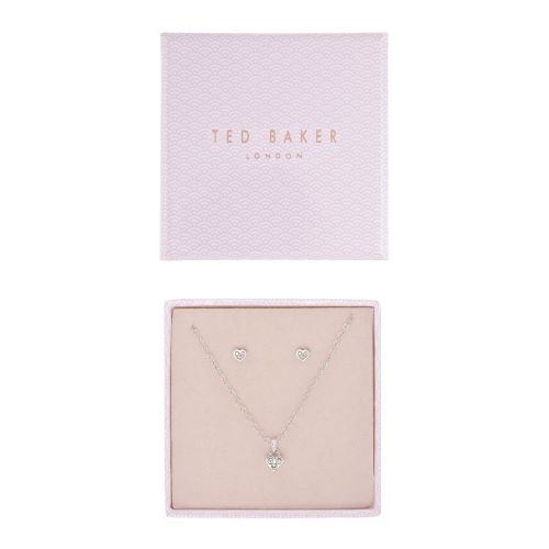 Womens Silver/Crystal Nelzia Heart Studs & Choker Set 54454 by Ted Baker from Hurleys