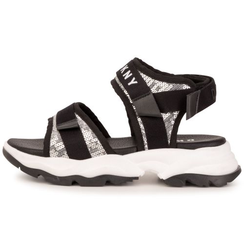Girls Black Branded Strap Sandals 106431 by DKNY from Hurleys