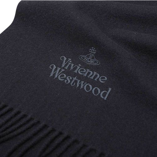 Womens Black Embroidered Lambswool Scarf 98223 by Vivienne Westwood from Hurleys