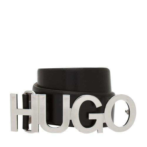 HUGO Mens Black Zula Big Logo Belt 74257 by HUGO from Hurleys