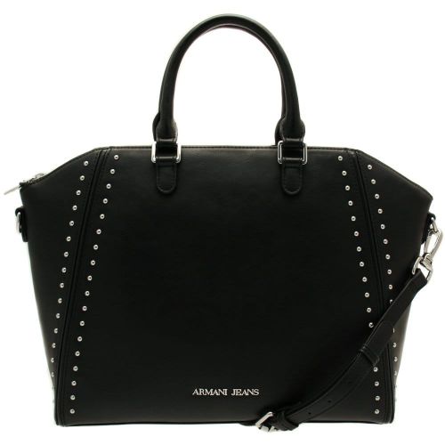 Womens Black Large Studded Tote Bag 27209 by Armani Jeans from Hurleys
