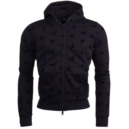 Mens Black Eagle Hooded Zip Sweat Jacket 11061 by Armani Jeans from Hurleys