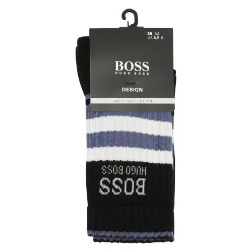 Mens Black Rib Stripe Sports Socks 45275 by BOSS from Hurleys