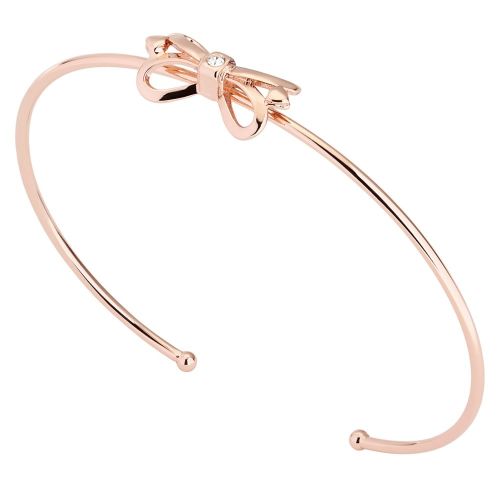 Womens Rose Gold & Crystal Hosanna Mini Bow Fine Cuff Bracelet 24509 by Ted Baker from Hurleys