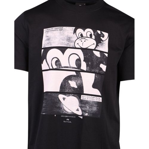 Mens Black Monkey Comic Strip Reg S/s T-Shirt 107928 by PS Paul Smith from Hurleys